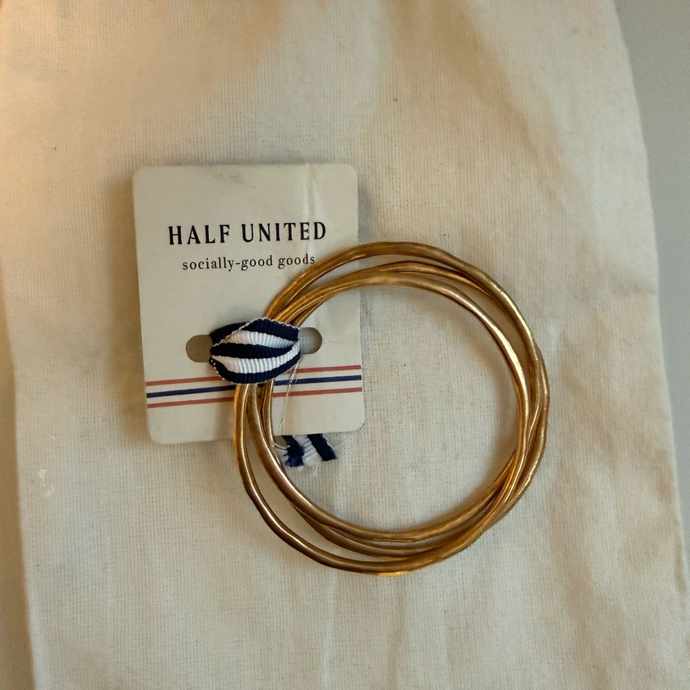Half United Gold Tone Bangles